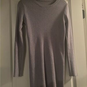 Cashmere Ribbed Long Sleeve Mini Dress